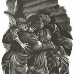 Print by Fritz Eichenberg: Brothers Karamazov [Embrace], represented by Childs Gallery