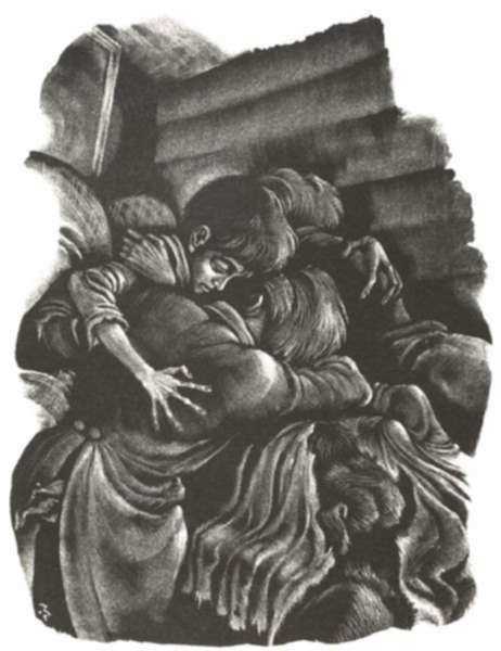 Print by Fritz Eichenberg: Brothers Karamazov [Embrace], represented by Childs Gallery