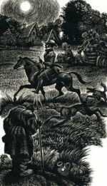 Print by Fritz Eichenberg: Childhood, Boyhood, and Youth [Rider in the Night], represented by Childs Gallery