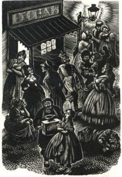 Print by Fritz Eichenberg: Crime and Punishment [Night Life], represented by Childs Gallery