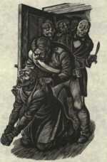 Print by Fritz Eichenberg: Crime and Punishment [Praying], represented by Childs Gallery