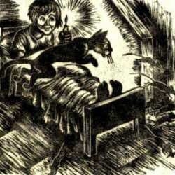 Print by Fritz Eichenberg: Dick Whittington and his Cat, represented by Childs Gallery