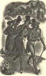 Print by Fritz Eichenberg: Eugene Onegin [Passing in the street], represented by Childs Gallery