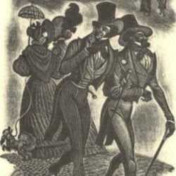 Print by Fritz Eichenberg: Eugene Onegin [Passing in the street], represented by Childs Gallery