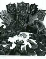 Print by Fritz Eichenberg: Fables with a Twist: Endagered Species, represented by Childs Gallery