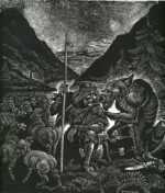 Print by Fritz Eichenberg: Fables with a Twist: The Shepherd and the Wolf, represented by Childs Gallery