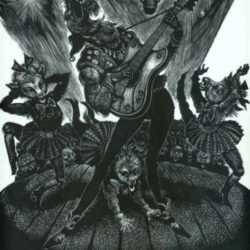 Print by Fritz Eichenberg: Fables with a Twist: The Wolf and the Little Kids, represented by Childs Gallery
