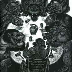 Print by Fritz Eichenberg: Fables with a Twist: Total Disarmament, represented by Childs Gallery