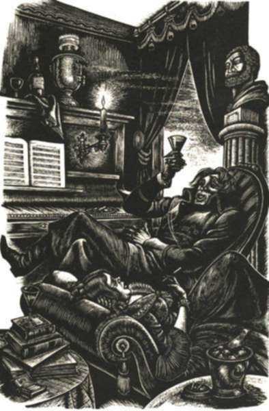 Print by Fritz Eichenberg: Fathers and Sons [Drinking and smoking], represented by Childs Gallery