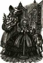 Print by Fritz Eichenberg: Fathers and Sons [Old woman and young girl], represented by Childs Gallery