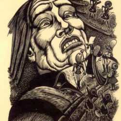 Print by Fritz Eichenberg: Gulliver's Travels [Captain Gulliver and the People of Lilli, represented by Childs Gallery