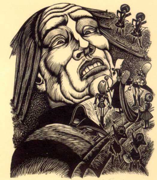 Print by Fritz Eichenberg: Gulliver's Travels [Captain Gulliver and the People of Lilli, represented by Childs Gallery