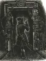 Print by Fritz Eichenberg: Gulliver's Travels [Parting between Soldiers], represented by Childs Gallery