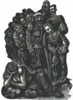 Print by Fritz Eichenberg: Resurrection XLIV  Book I [Playing cards], represented by Childs Gallery