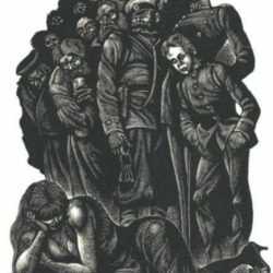 Print by Fritz Eichenberg: Resurrection XLIV  Book I [Playing cards], represented by Childs Gallery
