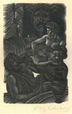 Print by Fritz Eichenberg: Tales of Poe [Drinking and Death], represented by Childs Gallery