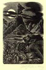 Print by Fritz Eichenberg: Tales of Poe [Man on mountain], represented by Childs Gallery