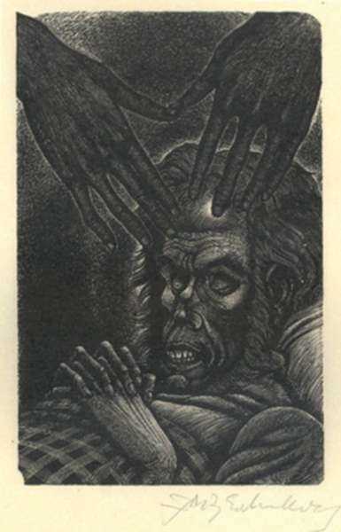 Print by Fritz Eichenberg: Tales of Poe (The Facts in the Case of M Valdemar), represented by Childs Gallery