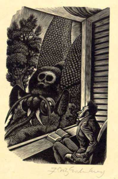 Print by Fritz Eichenberg: Tales of Poe (The Sphinx), represented by Childs Gallery