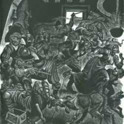 Print by Fritz Eichenberg: The Adventures of Simplicius Simplicissimus: The Raid on the, represented by Childs Gallery