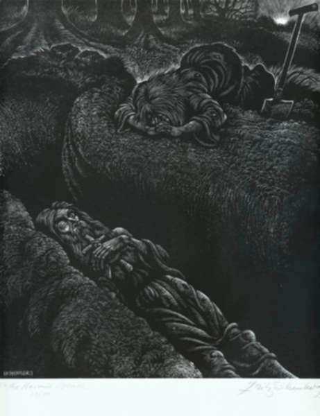 Print by Fritz Eichenberg: The Adventures of Simplicius Simplicissimus: The Death of th, represented by Childs Gallery
