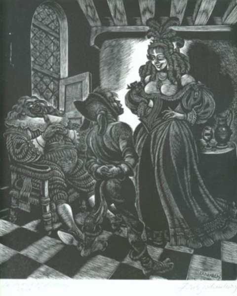 Print by Fritz Eichenberg: The Adventures of Simplicius Simplicissimus: In Praise of Be, represented by Childs Gallery
