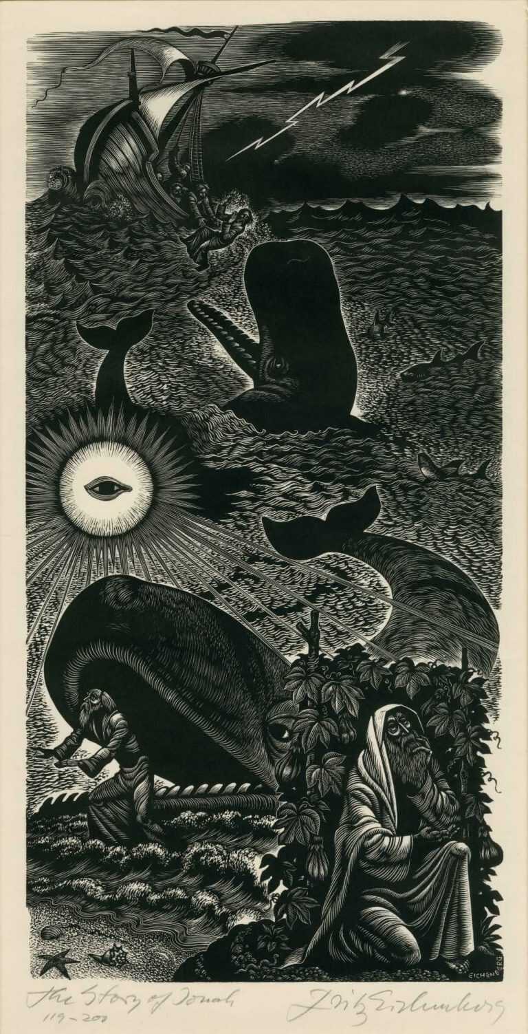 Print By Fritz Eichenberg: The Book Of Jonah, Ch. I Iv At Childs Gallery