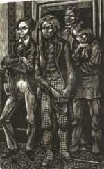 Print by Fritz Eichenberg: The Idiot [Four men], represented by Childs Gallery