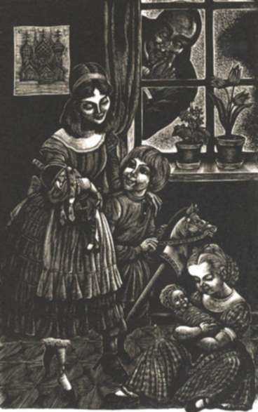 Print by Fritz Eichenberg: The Idiot [Girl Holding a Baby], represented by Childs Gallery