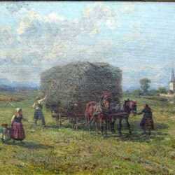 Painting by Fritz van der Venne: [Landscape with Farmers Making Hay], represented by Childs Gallery