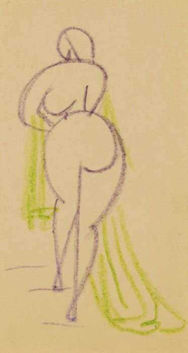 Drawing by Gaston Lachaise: Nude Ascending Steps, represented by Childs Gallery