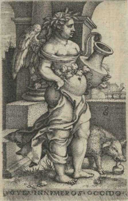 Print by Georg Pencz: Gula [Gluttony], from The Seven Mortal Sins, represented by Childs Gallery