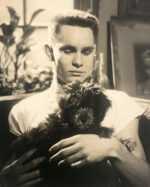 Photograph by George Platt Lynes: [Chuck Howard with Dog], available at Childs Gallery, Boston