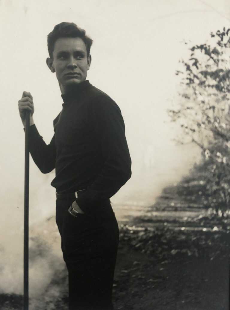 Photograph by George Platt Lynes: [Chuck Howard with Walking Stick], available at Childs Gallery, Boston