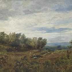Painting by George Vicat Cole: Landscape with Two Children, available at Childs Gallery, Boston