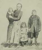 Drawing By George Bellows: Mother And Three Children At Childs Gallery