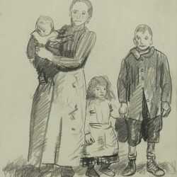 Drawing By George Bellows: Mother And Three Children At Childs Gallery