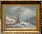 Painting by George Gunther Hartwick: Winter Skating Scene, represented by Childs Gallery