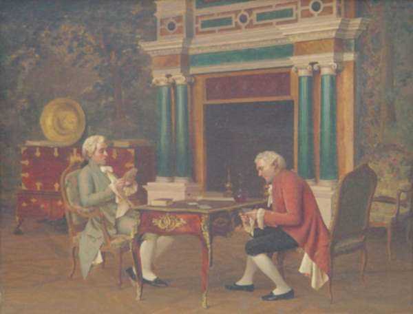 Painting by George Sloane: Card Players, represented by Childs Gallery