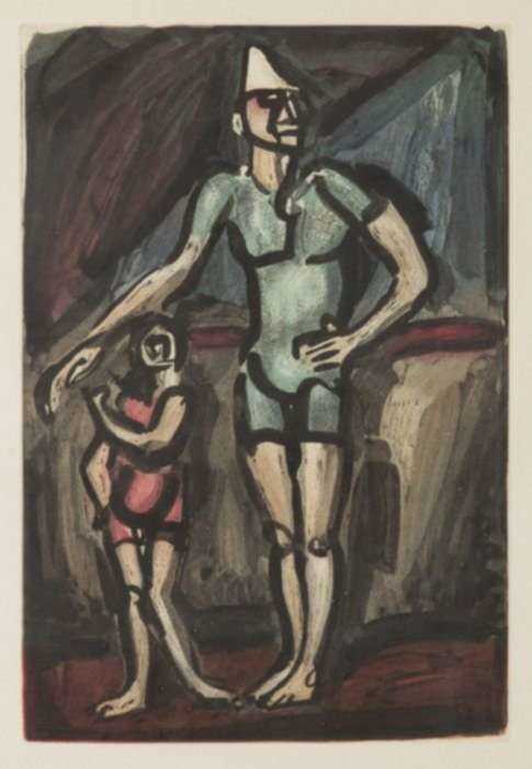 Print by Georges Rouault: Clown et Enfant, from Cirque, represented by Childs Gallery