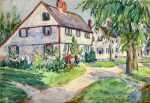 Watercolor by Gertrude Beals Bourne: Matthew Perkins House, Ipswich, Massachusetts, available at Childs Gallery, Boston