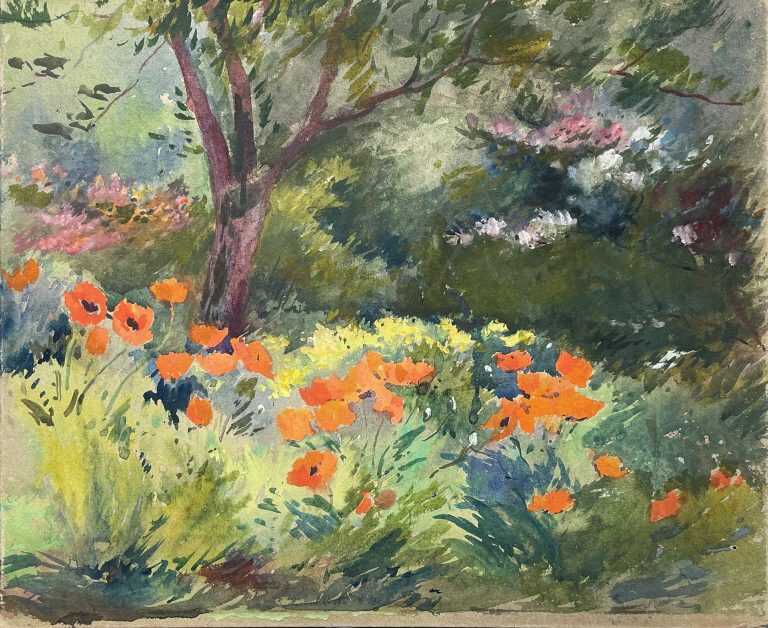 Watercolor by Gertrude Beals Bourne: [Red Poppies], available at Childs Gallery, Boston