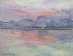 Watercolor by Gertrude Beals Bourne: [M.I.T. at Sunset], represented by Childs Gallery