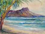 Watercolor By Gertrude Beals Bourne: Diamond Head At Childs Gallery