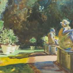 Watercolor By Gertrude Beals Bourne: Marlia Garden: Lucca, Italy [after John Singer Sargent] At Childs Gallery