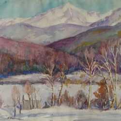 Watercolor By Gertrude Beals Bourne: Mt. Washington, Winter [new Hampshire] At Childs Gallery