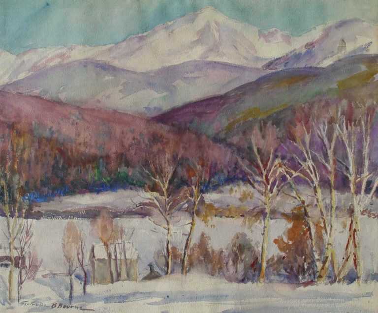 Watercolor By Gertrude Beals Bourne: Mt. Washington, Winter [new Hampshire] At Childs Gallery