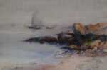 Watercolor By Gertrude Beals Bourne: Sailboat And Rocks At Childs Gallery