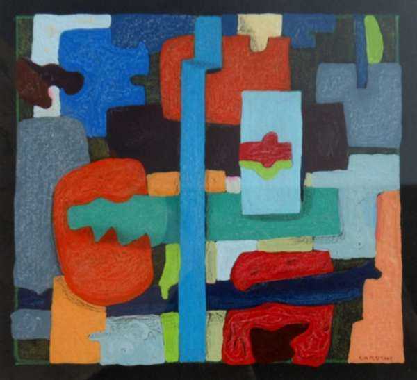 Watercolor by Giles Laroche: Composition 1 (Homage to Braque), represented by Childs Gallery