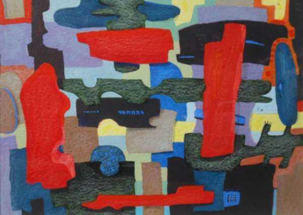 Watercolor by Giles Laroche: Composition 2 (Homage to Braque), represented by Childs Gallery